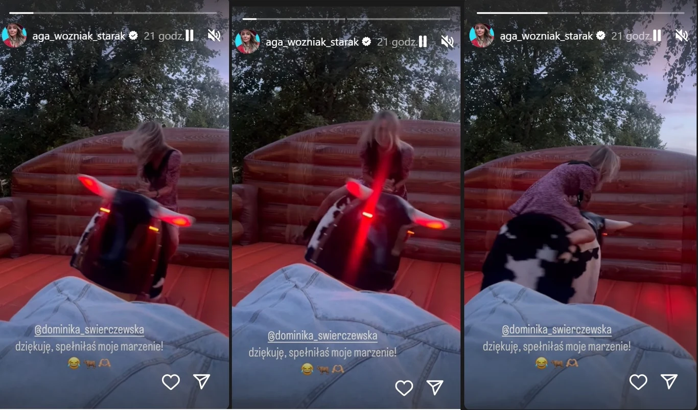 Woźniak-Starak ujeżdża byka /https://www.instagram.com/aga_wozniak_starak/ Woźniak-Starak ujeżdża byka /https://www.instagram.com/aga_wozniak_starak/