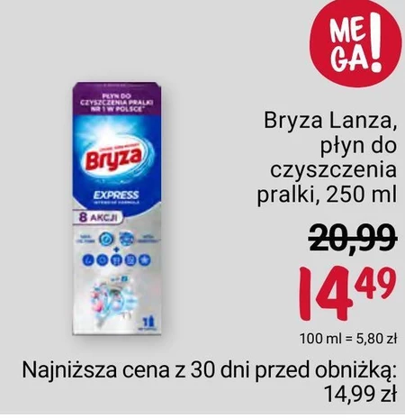 Bryza Lanza Fresh Płyn do czyszczenia pralki 250 ml