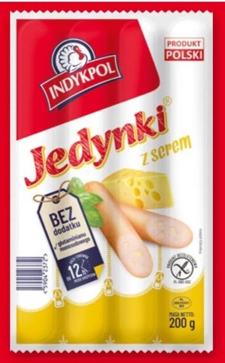 Indykpol Parówki Jedynki z serem 200 g