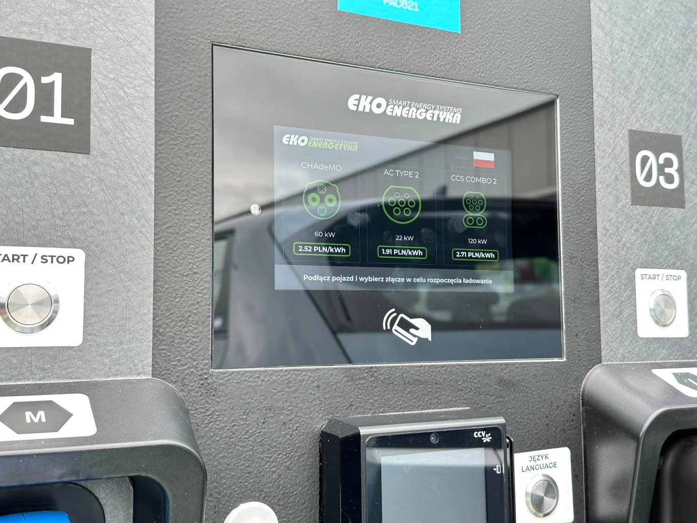 Cena 1 kWh to kolejno: 2,71 zł (CCS), 2,52 zł (CHAdeMO) i 1,91 zł (Type 2)