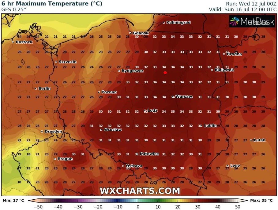 Temperatury w niedzielę sięgną nawet 36 st. C Temperatury w niedzielę sięgną nawet 36 st. C