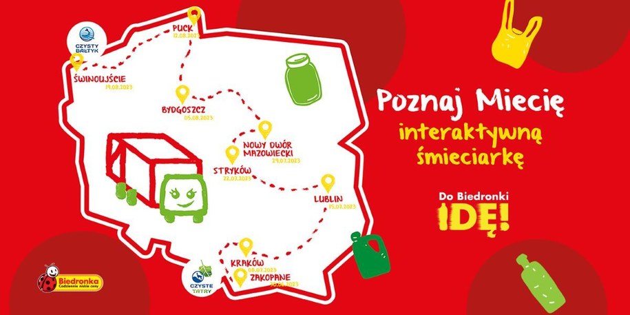 Trasa śmieciarki Mieci w Polsce 2023