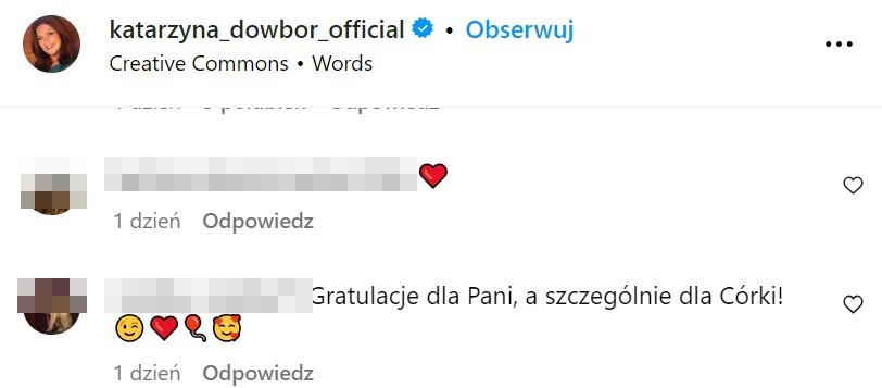 Katarzyna i jej córka dostają gratulacje /https://www.instagram.com/katarzyna_dowbor_official/?hl=pl Katarzyna i jej córka dostają gratulacje /https://www.instagram.com/katarzyna_dowbor_official/?hl=pl