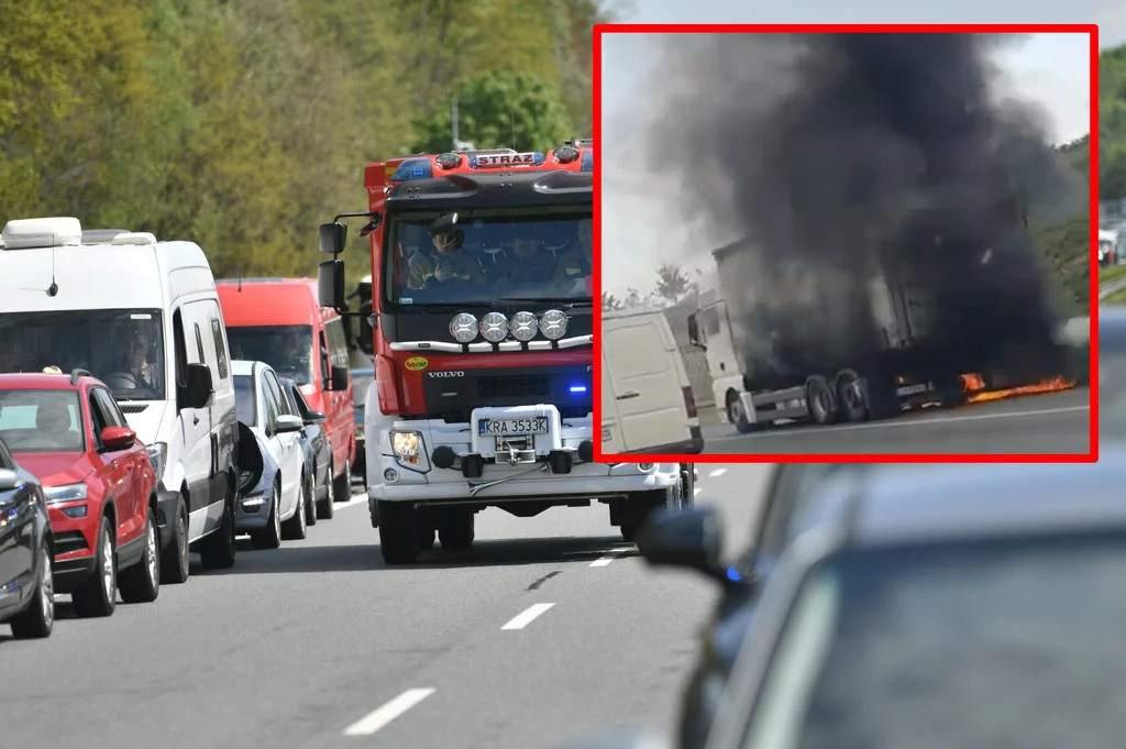 Na A2 płonie ciężarówka. Utrudnienia mogą potrwać jeszcze kilka godzin