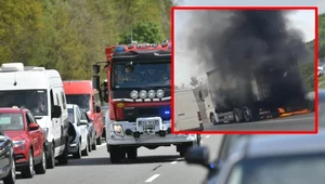 Ogromne korki na autostradzie A2. Płonie ciężarówka pod Poznaniem (wideo)