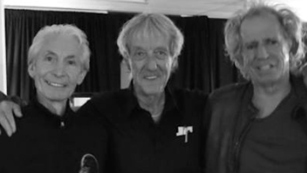 Charlie Watts, Sam Cutler i Keith Richards w 2015 roku