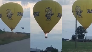 Balon uderzył w linie średniego napięcia i przewrócił dwa słupy energetyczne