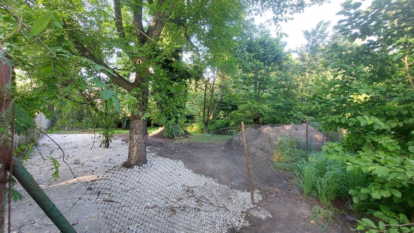 Ogrodzony teren parku, który ma zostać zabudowany