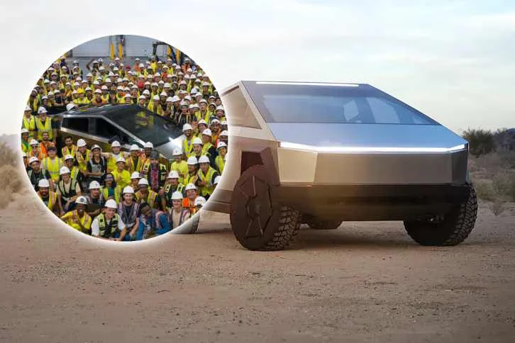 Pracownicy Gigafactory w Teksasie świętują wyprodukowanie pierwszego Cybertrucka Pracownicy Gigafactory w Teksasie świętują wyprodukowanie pierwszego Cybertrucka