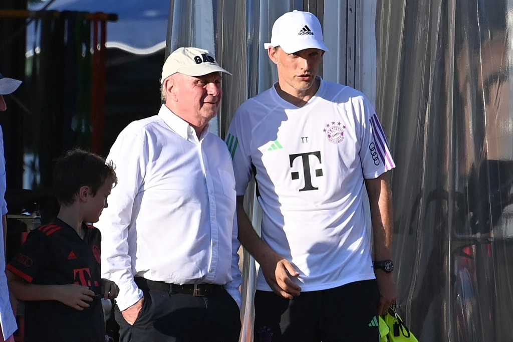 Uli Hoeness i trener Bayernu Thomas Tuchel Uli Hoeness i trener Bayernu Thomas Tuchel