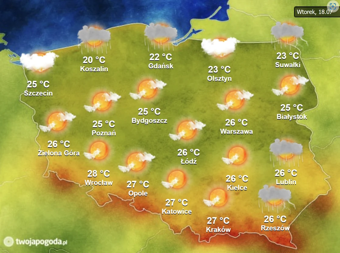 We wtorek temperatura spadnie o kilka stopni 