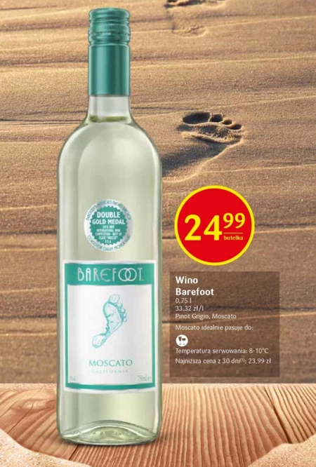 Barefoot Moscato Wino białe słodkie kalifornijskie 750 ml