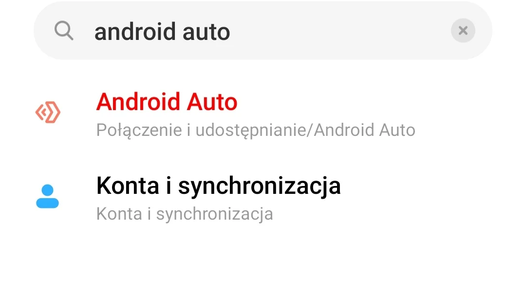 Pozycja Android Auto wraz z jedną z możliwych ścieżek dostępu (połączenie i udostępnianie) Pozycja Android Auto wraz z jedną z możliwych ścieżek dostępu (połączenie i udostępnianie)