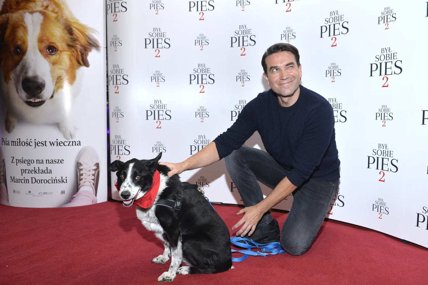 Marcin Dorociński z pieskiem Marcin Dorociński z pieskiem