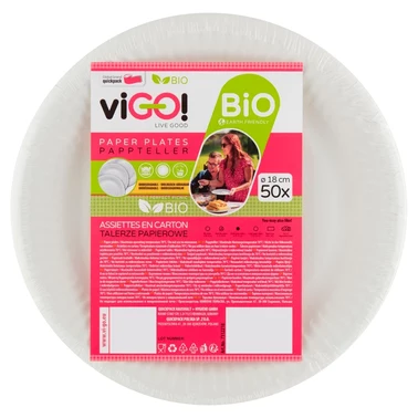 Quickpack viGO! Bio Talerze papierowe ø 18 cm 50 sztuk - 0