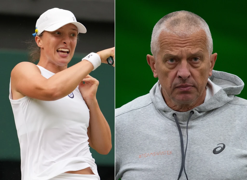 Liderka światowego rankingu Iga Świątek oraz jej ojciec - Tomasz Świątek