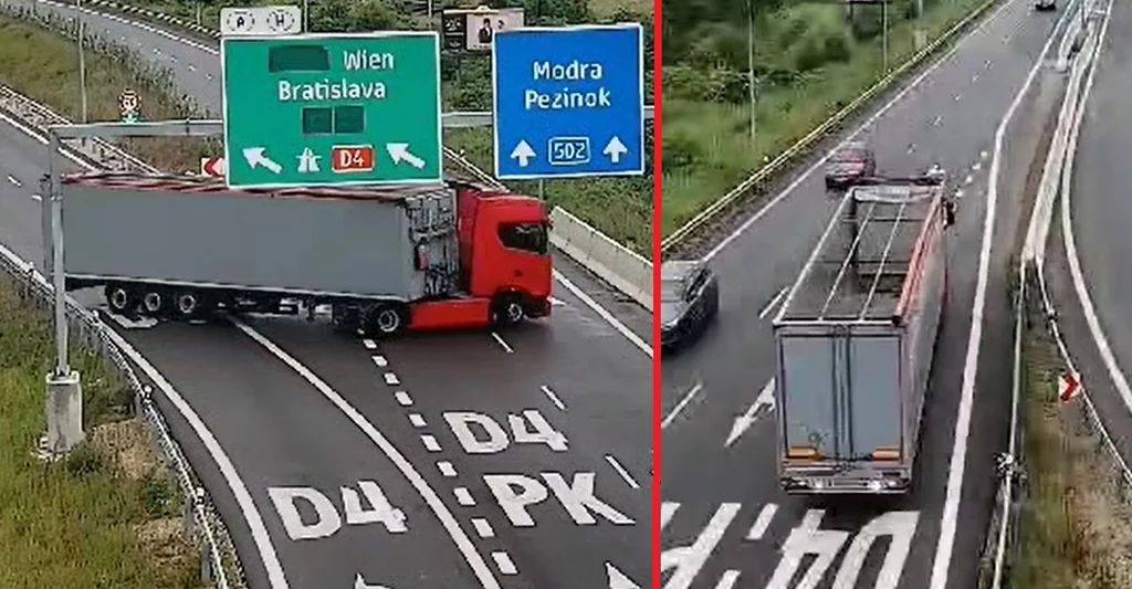 Kierowca tira pojechał pod prąd na autostradzie