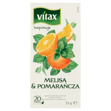 Vitax Inspiracje Herbatka owocowo-ziołowa aromatyzowana melisa & pomarańcza 33 g (20 x 1,65 g) - 0