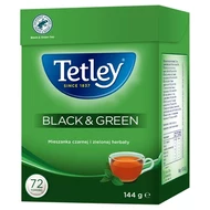 Tetley Black & Green Mieszanka czarnej i zielonej herbaty 144 g (72 x 2 g)