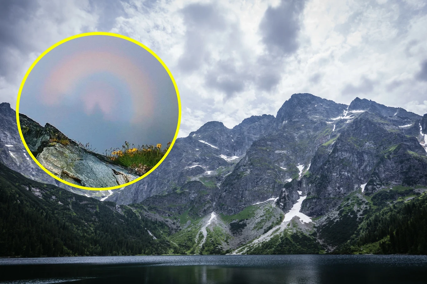 Widmo Brockenu zostało uwiecznione przez turystkę na Rysach Widmo Brockenu zostało uwiecznione przez turystkę na Rysach