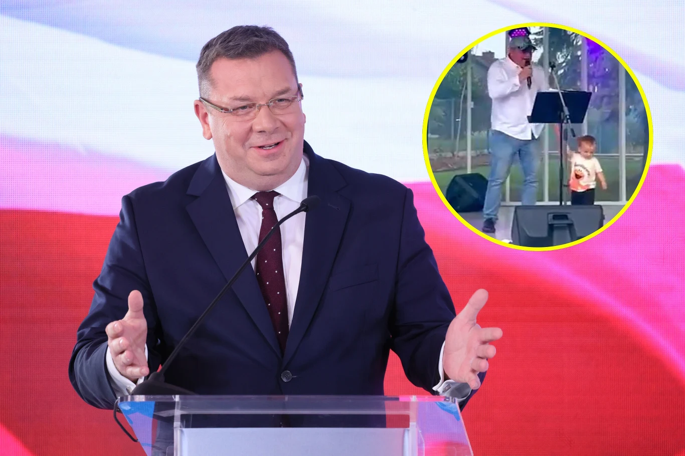 Minister Michał Wójcik grał koncert. Nagle na scenie pojawił się mały chłopiec Minister Michał Wójcik grał koncert. Nagle na scenie pojawił się mały chłopiec