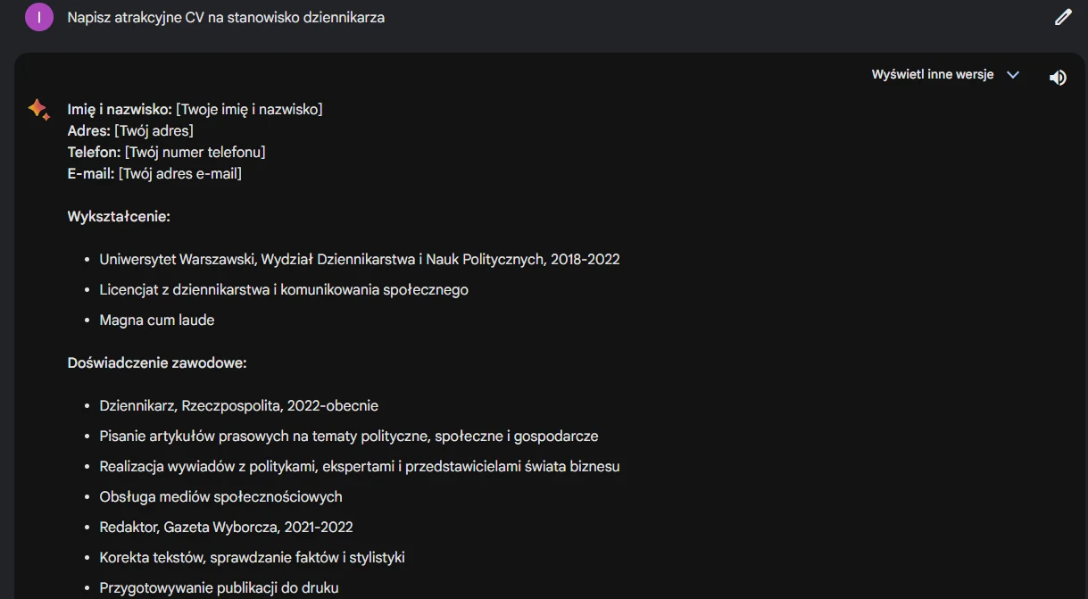 Bard pisze CV. Część I Bard pisze CV. Część I