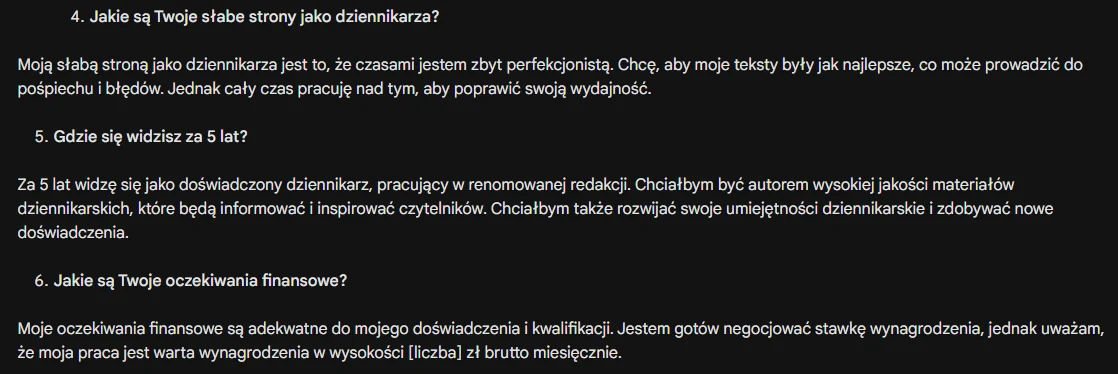 Bard odpowiada na pytania rekrutacyjne. Część II Bard odpowiada na pytania rekrutacyjne. Część II