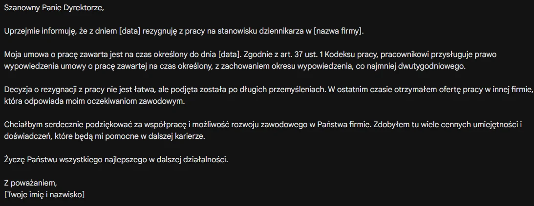 Bard pisze wypowiedzenie Bard pisze wypowiedzenie