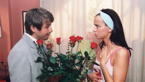 Andrzej Piaseczny i Anna Przybylska na planie serialu "Złotopolscy"