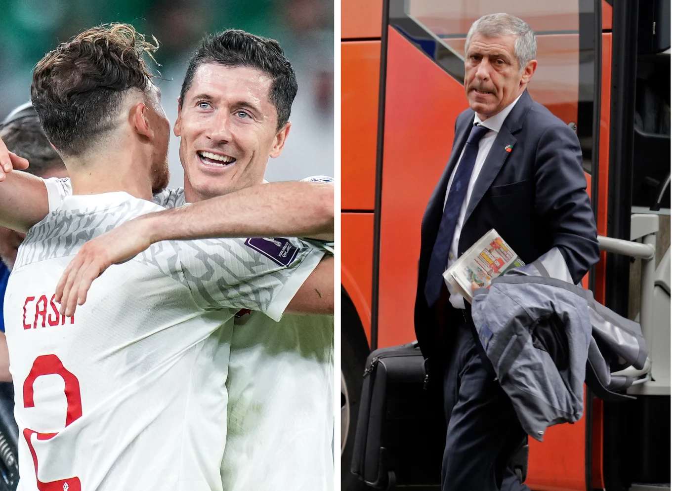 Reprezentacja Polski. Na zdjęciu Matty Cash, Robert Lewandowski oraz były już selekcjoner Fernando Santos Reprezentacja Polski. Na zdjęciu Matty Cash, Robert Lewandowski oraz były już selekcjoner Fernando Santos
