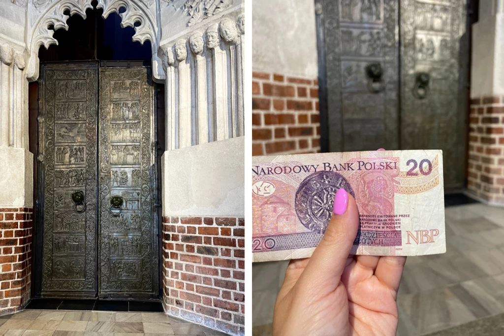 Drzwi Gnieźnieńskie z ornamentem, któy widoczny jest także na banknocie dwudziestozłotowym