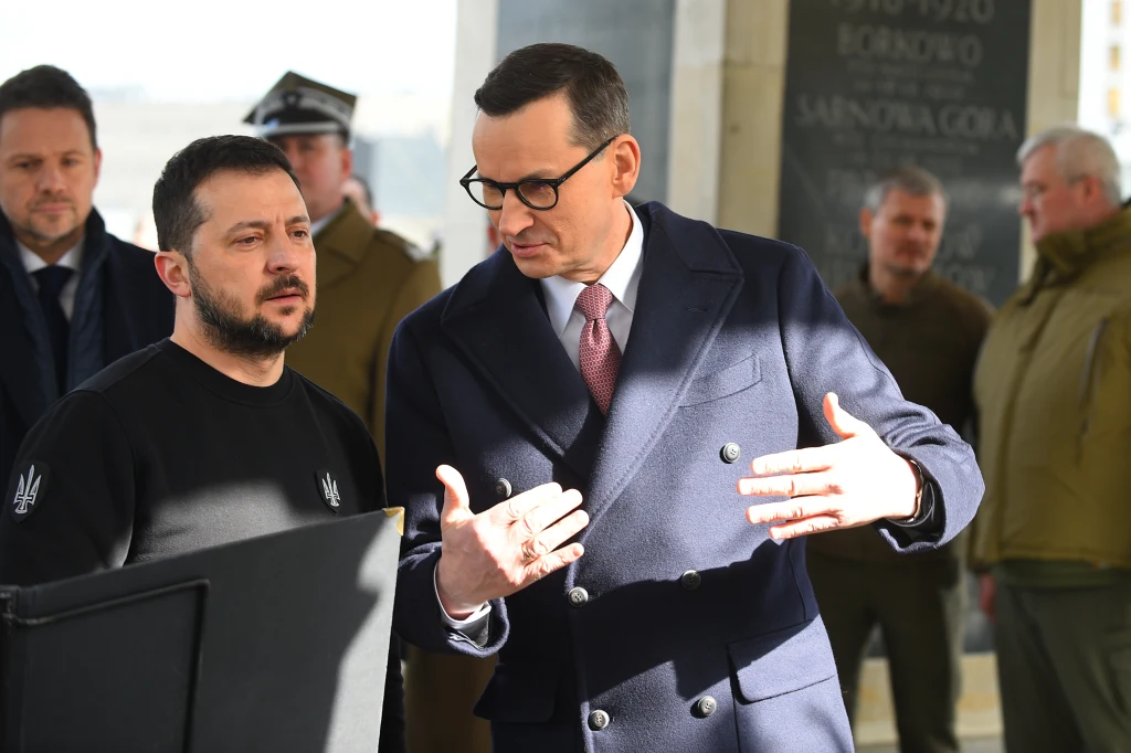 Wołodymyr Zełenski podczas wizyty w Warszawie 5 kwietnia 2023 , na zdjęciu z premierem Mateuszem Morawieckim Wołodymyr Zełenski podczas wizyty w Warszawie 5 kwietnia 2023 , na zdjęciu z premierem Mateuszem Morawieckim