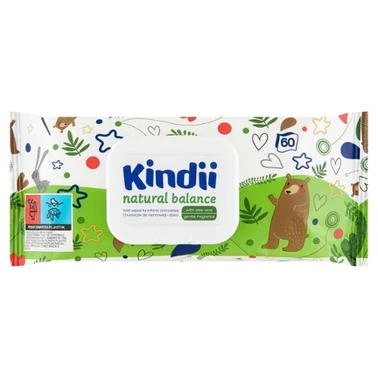 Kindii Natural Balance Chusteczki dla niemowląt i dzieci 60 sztuk - 1