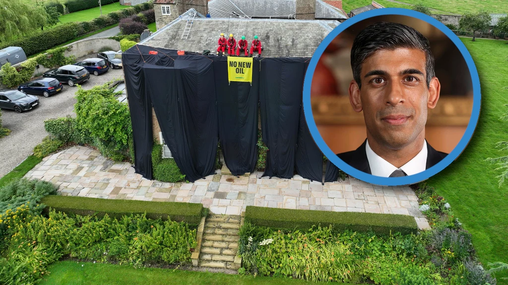 W czwartek aktywiści Greenpeace weszli na dom premiera Wlk. Brytanii Rishiego Sunaka i powiesili na nim dużą czarną płachtę z tkaniny