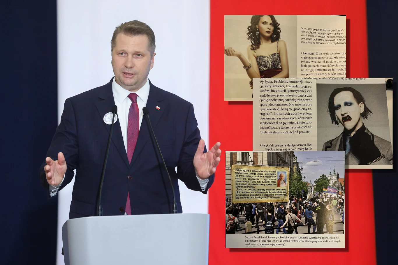 Minister edukacji Przemysław Czarnek oraz fragmenty podręcznika Historia i Teraźniejszość II Minister edukacji Przemysław Czarnek oraz fragmenty podręcznika Historia i Teraźniejszość II