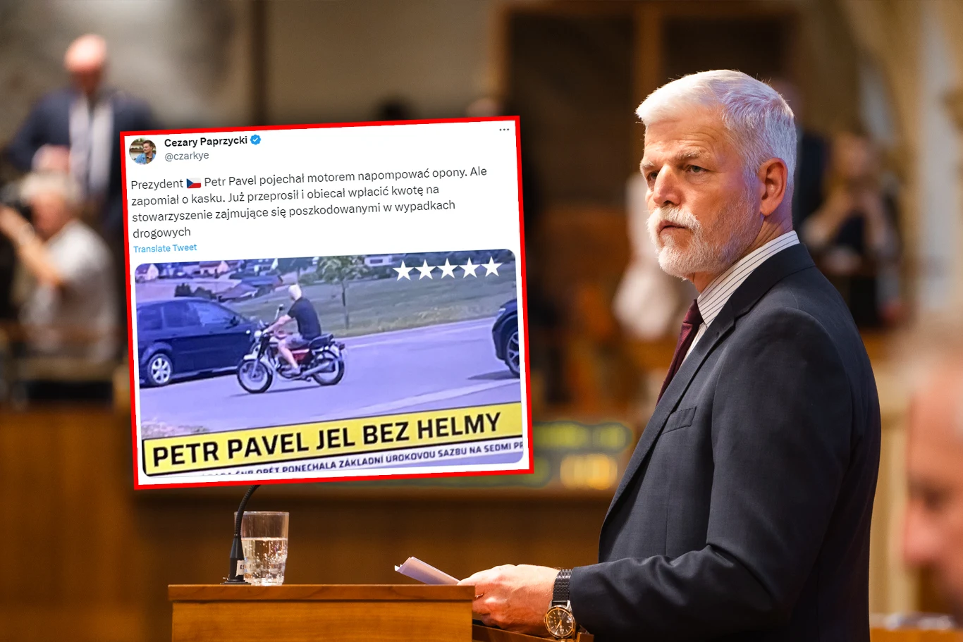 Prezydent Czech jechał bez kasku. Jest oświadczenie Prezydent Czech jechał bez kasku. Jest oświadczenie