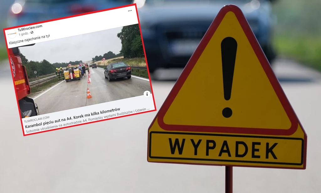 Karambol na autostradzie A4 / fot. East News Lukasz Solski; facebook.com/tuwroclaw