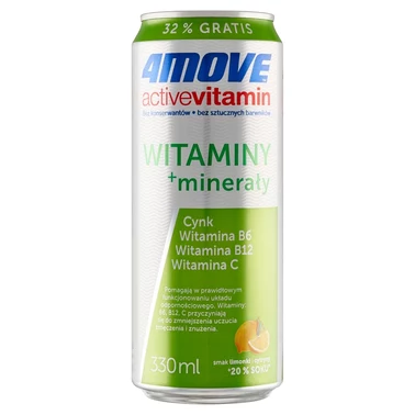 4Move Active Vitamin Gazowany napój smak limonki i cytryny 330 ml - 3