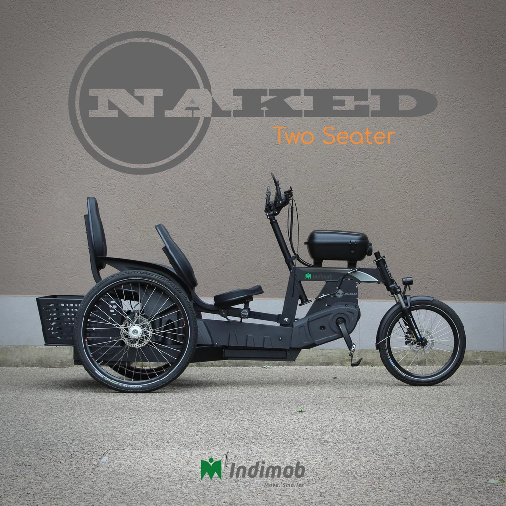 Dwumiejscowy E-trike Indimob w wersji bez nadwozia / źródło zdjęcia:  Indimob