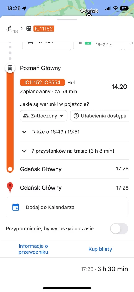 Bilety PKP w Google Maps.