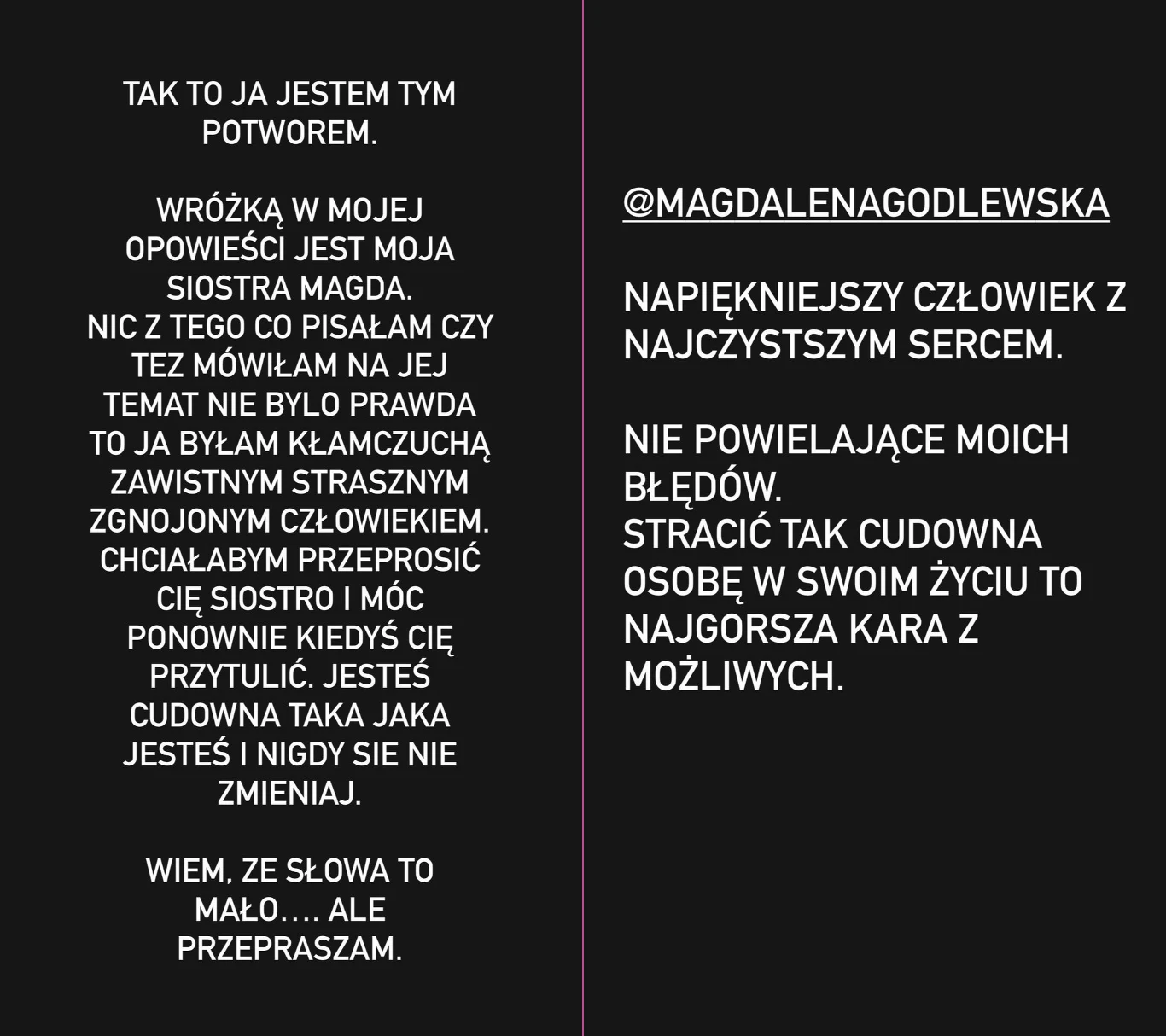 Esmeralda Godlewska nietypowo przeprasza siostrę