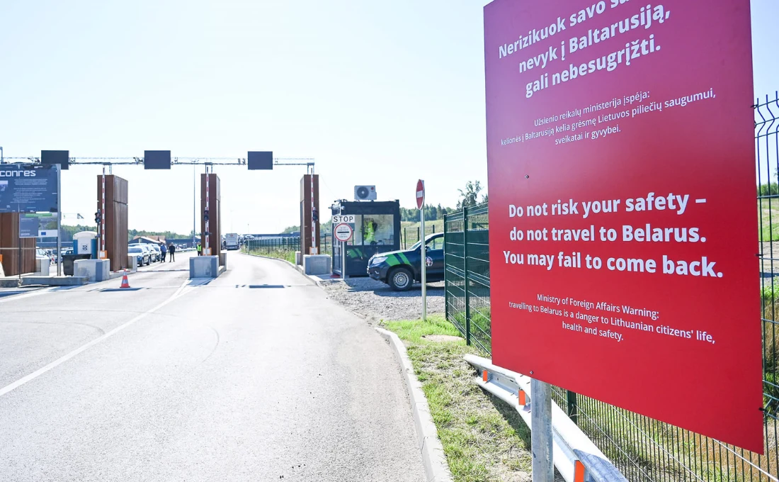 Przejścia graniczne na Litwie. Tablice ostrzegają przed wyjazdem na Białoruś Przejścia graniczne na Litwie. Tablice ostrzegają przed wyjazdem na Białoruś