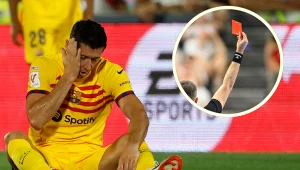 Burza w meczu Barcelony. Trzy czerwone kartki, "Lewy" obity przez rywali