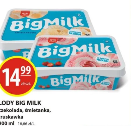 Big Milk Truskawka Lody 900 ml