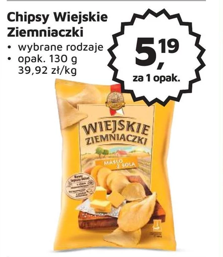 Wiejskie Ziemniaczki Chipsy ziemniaczane o smaku serowym 130 g