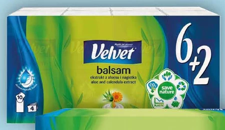 Velvet Balsam Chusteczki higieniczne ekstrakt z aloesu i nagietka 8 x 10 sztuk