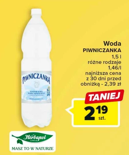 Piwniczanka Naturalna woda mineralna wysokonasycona CO₂ 1,5 l