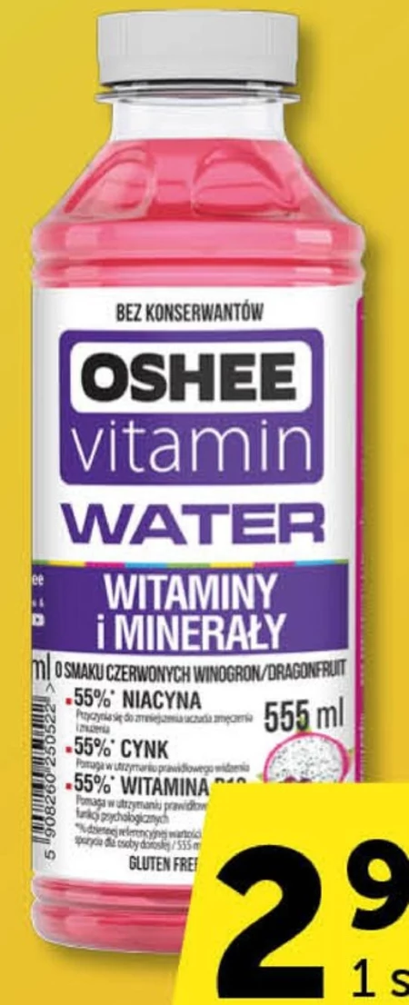 Oshee Vitamin Water Napój niegazowany smak czerwonych winogron-dragonfruit 1,1 l
