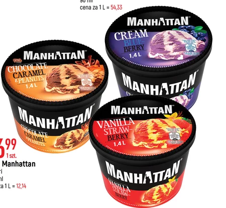 Manhattan Lody waniliowe i lody wodne truskawkowe 1400 ml