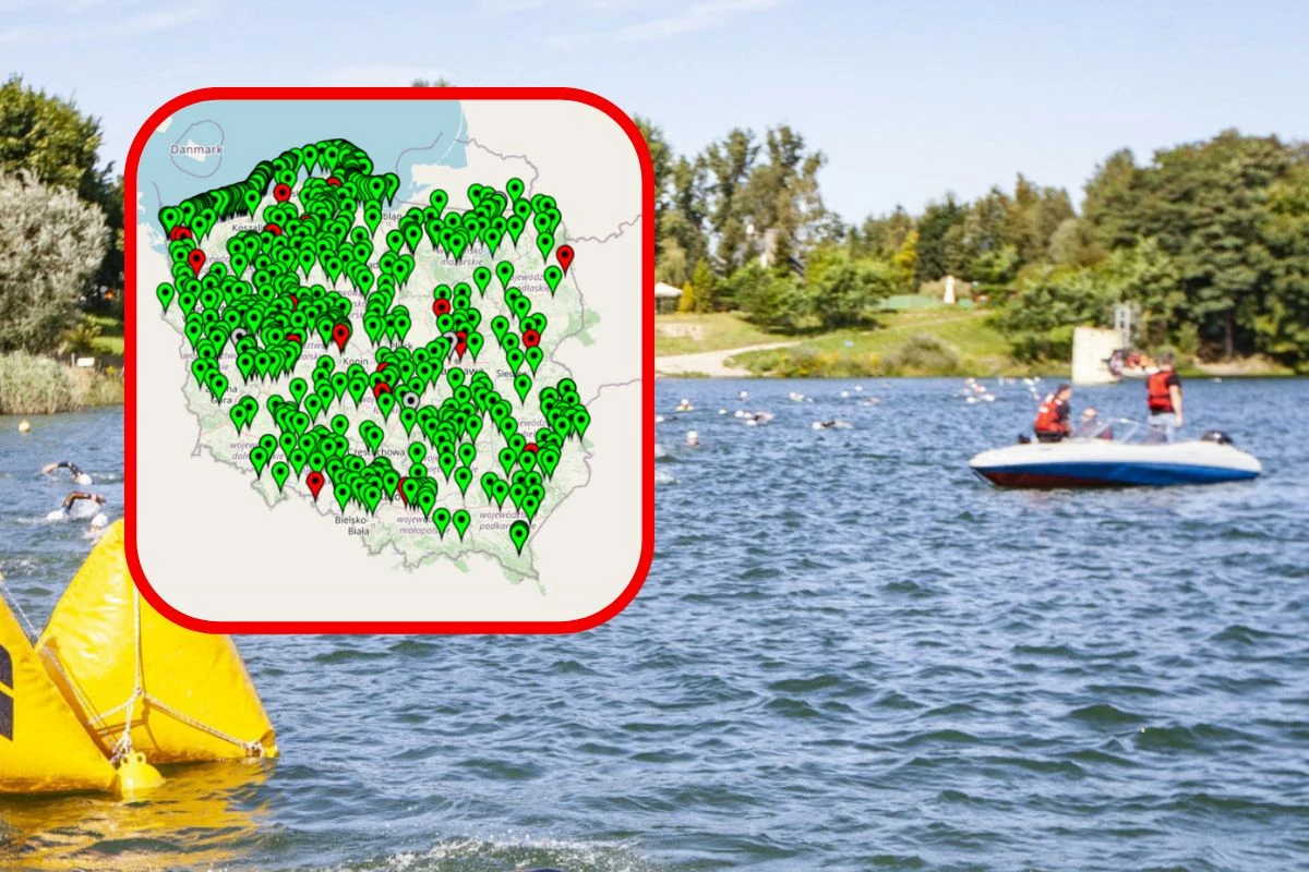 Które plaże zamknięto z powodu sinic? Mapa sinic 2023 (fot. screenshot/sk.gis.gov.pl/kapieliska)